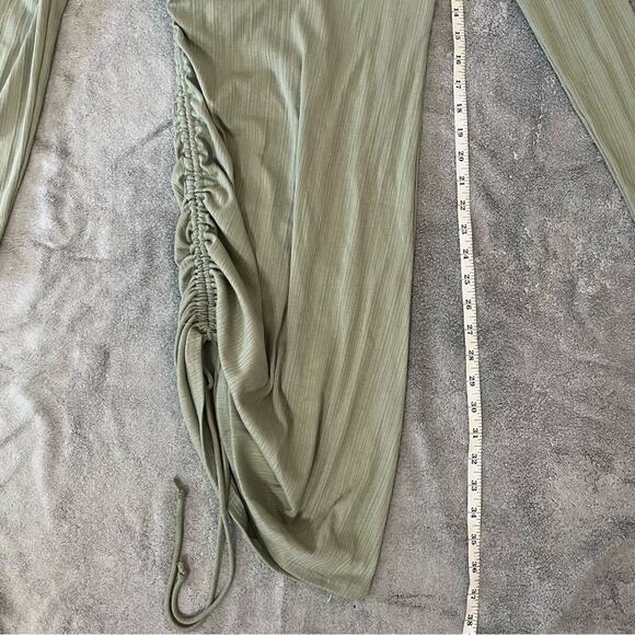 Forever 21 Sage Green Ruching Side Tie Long Sleeve Mini Dress Casual Size Small - Picture 10 of 13